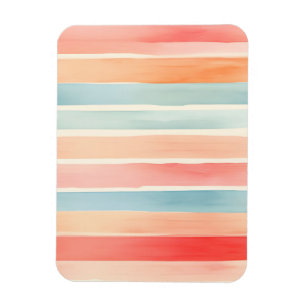 Bright Watercolor Colourful Stripe Pattern Magnet