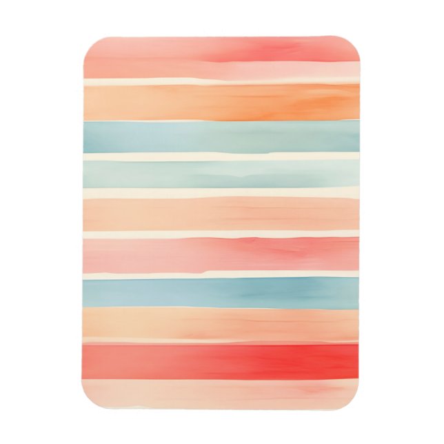 Bright Watercolor Colourful Stripe Pattern Magnet (Vertical)