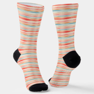 Bright Watercolor Colourful Stripe Pattern Socks