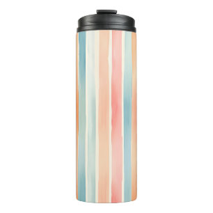 Bright Watercolor Colourful Stripe Pattern Thermal Tumbler