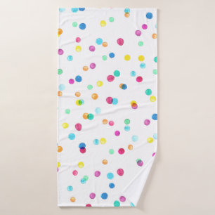 Bright Watercolor Dots: Seamless Pattern. Bath Towel