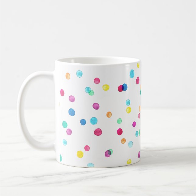 Bright Watercolor Dots: Seamless Pattern. Coffee Mug (Left)