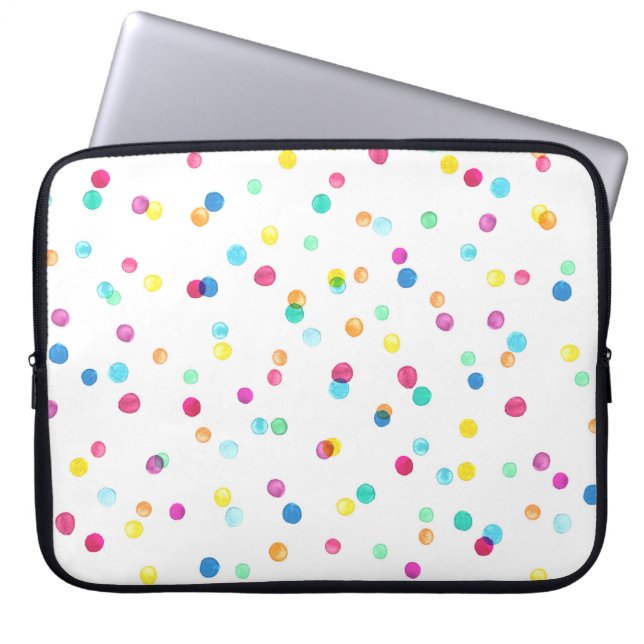 Bright Watercolor Dots: Seamless Pattern. Laptop Sleeve (Front)