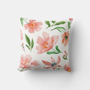 Bright Watercolor Floral Cushion