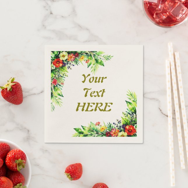 Bright Watercolor Floral Custom Cocktail Napkins (Insitu)