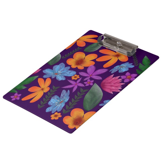 Bright Watercolor Floral Pattern Botanical Aesthet Clipboard (Angled)