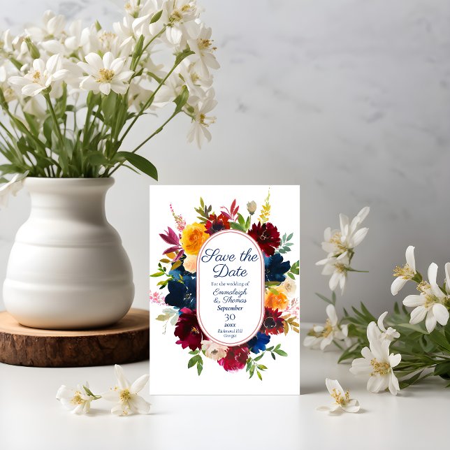 Bright Watercolor Floral Photo Save the Date Invitation (Creator Uploaded)