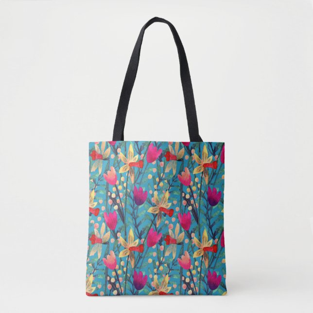 Bright Watercolor: Floral Seamless Design. Tote Bag (Front)