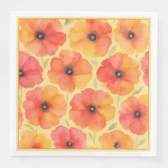 Bright-watercolor-floral summer-party napkin (Front)