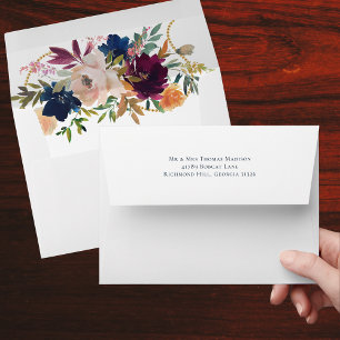 Bright Watercolor Floral Wedding Envelope