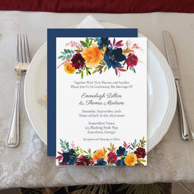 Bright Watercolor Floral Wedding Invitation (Creator Uploaded)