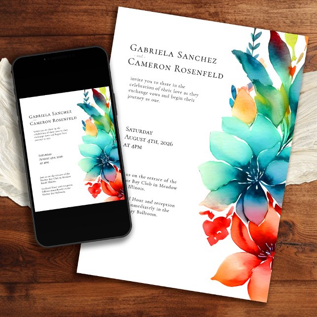 Bright Watercolor Floral Wedding Invitation (Creator Uploaded)