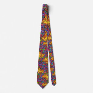Bright Watercolor Flower Boho Psychedelic Artistic Tie