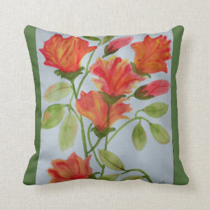 Bright watercolor flowers cushion
