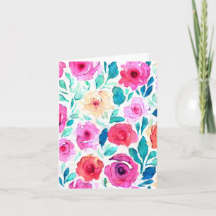 Bright watercolor flowers customisable card