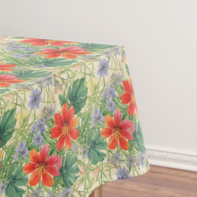 Bright watercolor flowers tablecloth (In Situ)