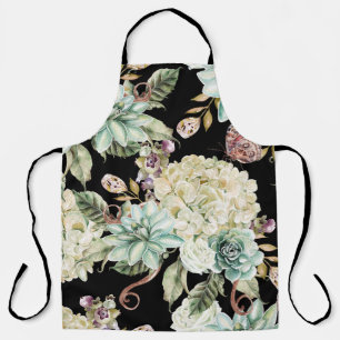 Bright Watercolor: Hydrangea Rose Pattern. Apron