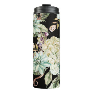 Bright Watercolor: Hydrangea Rose Pattern. Thermal Tumbler