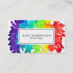 Bright watercolor rainbow business card