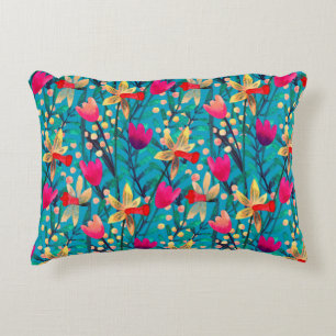 Bright watercolor seamless pattern with beautiful decorative cushion