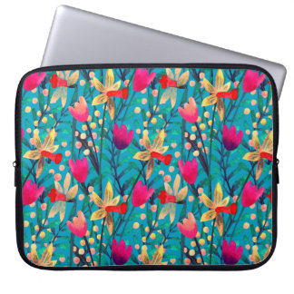 Bright watercolor seamless pattern with beautiful  laptop sleeve