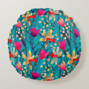 Bright watercolor seamless pattern with beautiful round cushion