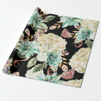 Bright watercolor seamless pattern with flowers hy wrapping paper