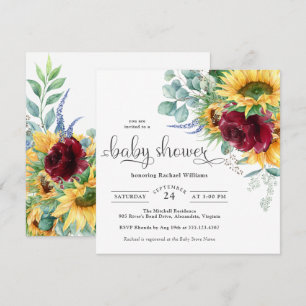 Bright Watercolor Sunflowers Baby Shower Invitation