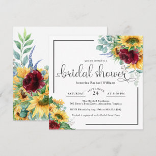 Bright Watercolor Sunflowers Bridal Shower Invitation