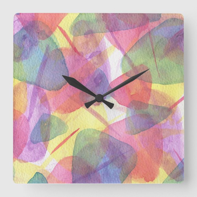 Bright Watercolor Texture Wall Clock (Front)