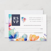 Bright Watercolor Wedding RSVP Response Card