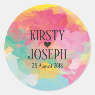 Bright watercolour Monogram Wedding Sticker