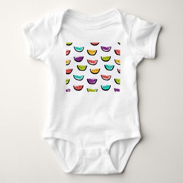 Bright watermelons: colourful seamless pattern. baby bodysuit (Front)