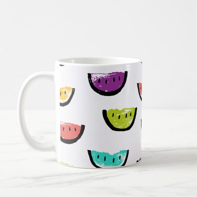 Bright watermelons: colourful seamless pattern. coffee mug (Left)