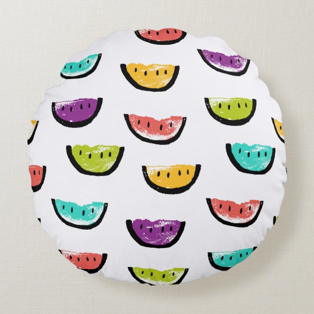 Bright watermelons: colourful seamless pattern. round cushion (Front)