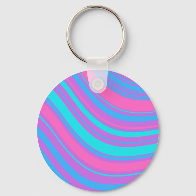 Bright Wavy Retro Pattern Key Ring (Front)