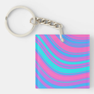 Bright Wavy Retro Pattern Key Ring