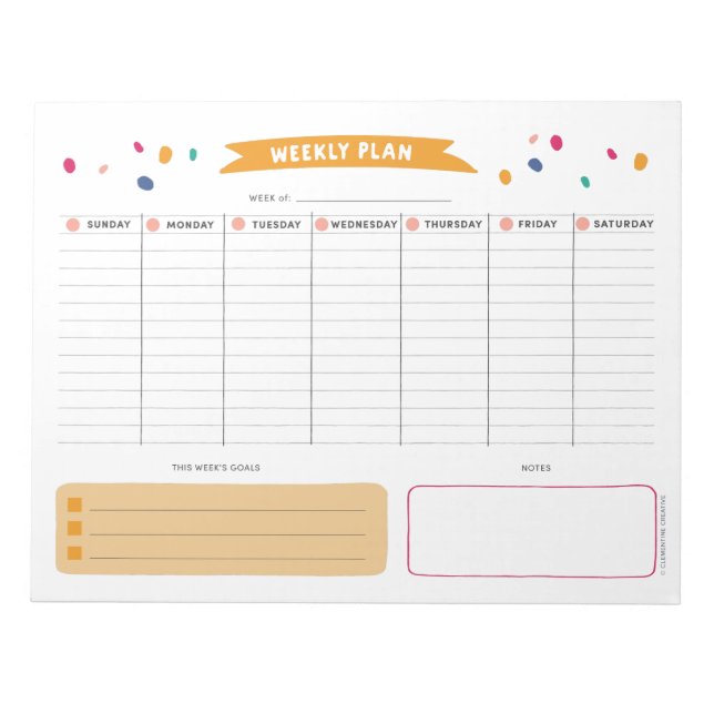 Bright Weekly Planner Notepad (Front)