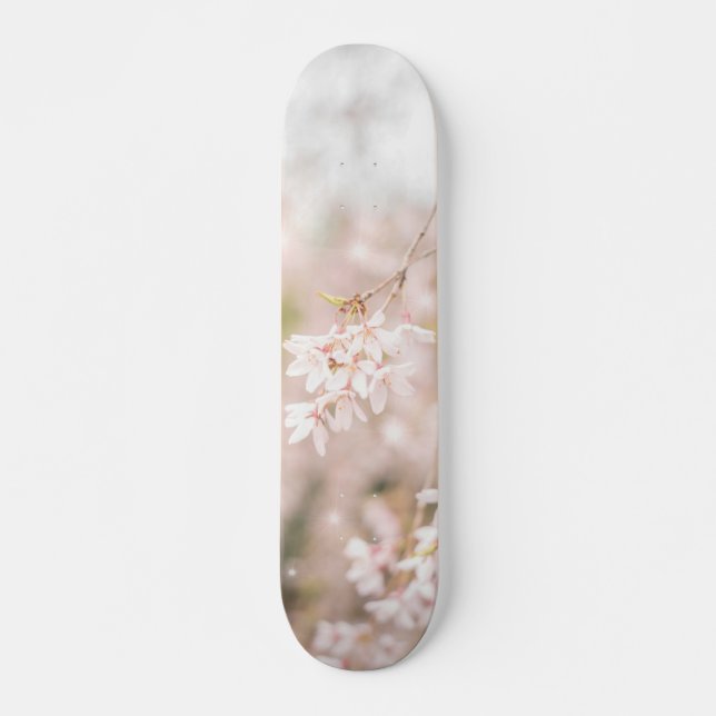 Bright Weeping Cherry Sparkles Skateboard (Front)