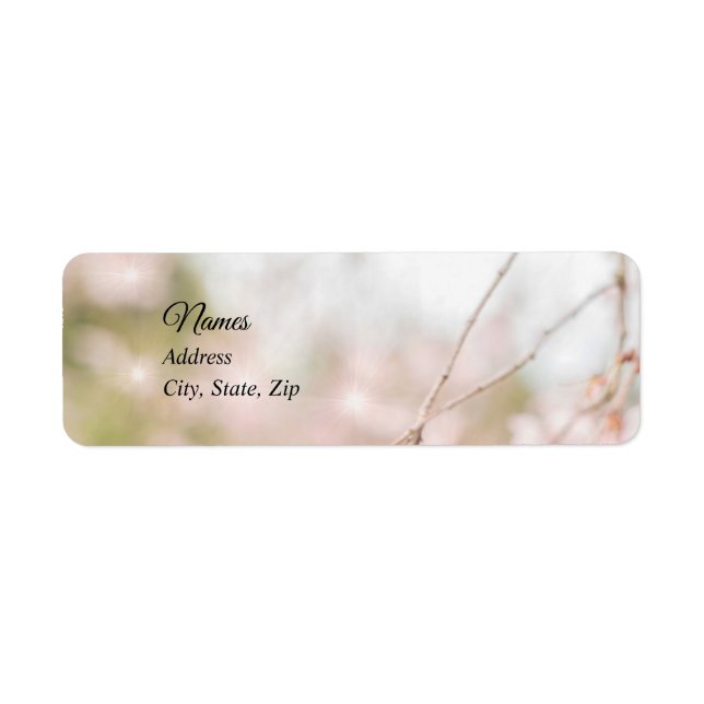 Bright Weeping Cherry Sparkles Wedding Return Address Label (Front)
