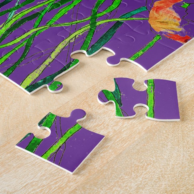 Bright Whimsical Colourful Wild Poppy Watercolour  Jigsaw Puzzle (Side)