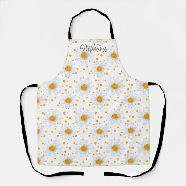 Bright White Daisies with Yellow Centres Apron (Front)