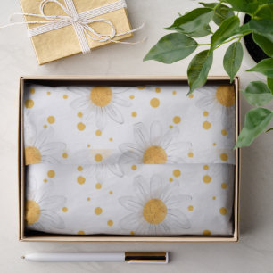 Bright White Daisies with Yellow Centres Tissue Paper
