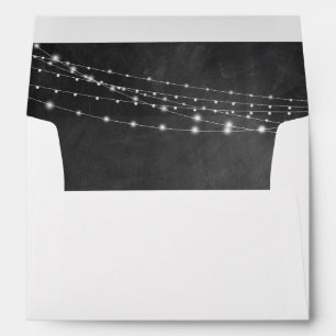 Bright White Light Strings Chalkboard Wedding Envelope