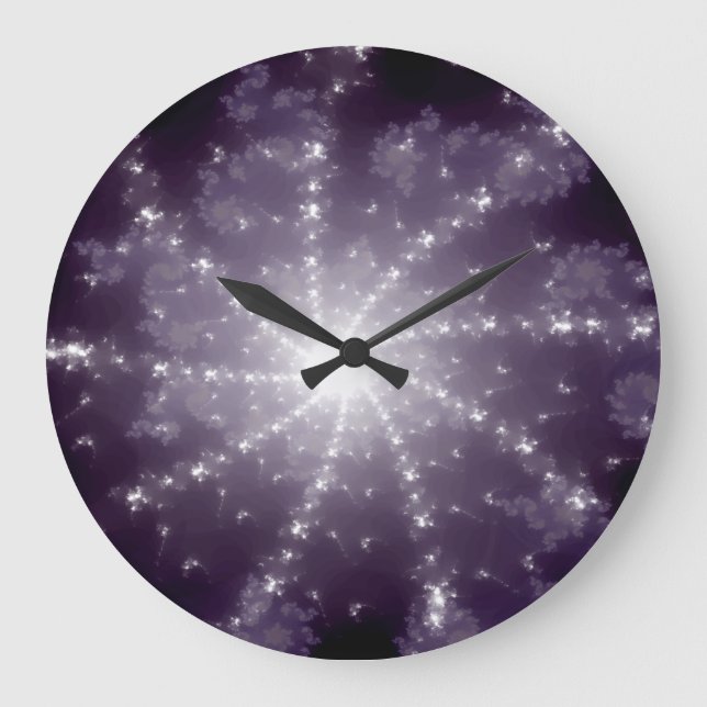 Bright White Light Swirls No Numbers Large Clock (Front)