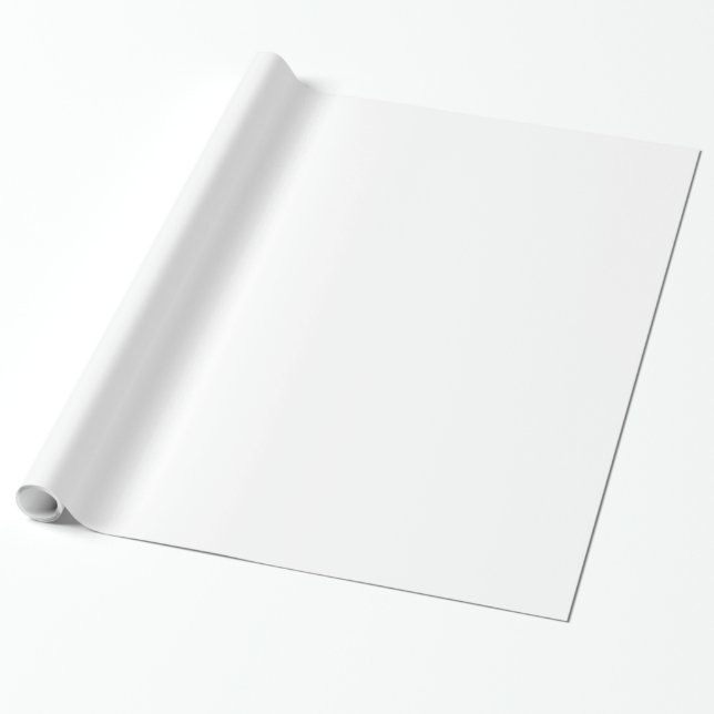 Bright White Neutral Solid Colour Wrapping Paper (Unrolled)