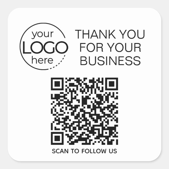Bright White QR Code Smart Contact Square Sticker (Front)