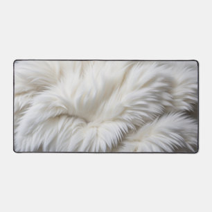 bright white soft and elegant fur desk mat
