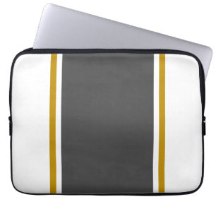 Bright White Wide Brown Centre Pinstripes Laptop Sleeve