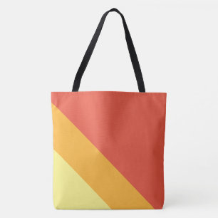 Bright Wide Two Tone Orange Yellow Slant Stripes Tote Bag